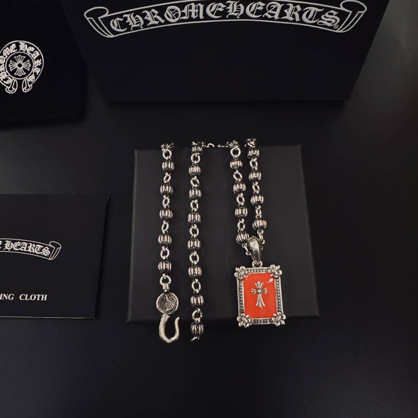 Chrome Hearts Silver Cross Pendant Necklace